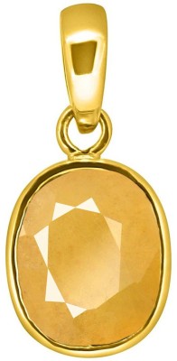 TEJVIJ AND SONS 5.25 Ratti natural yellow sapphire ashthadhatu pendent with gold plated for men & women… Gold-plated Sapphire Metal Pendant