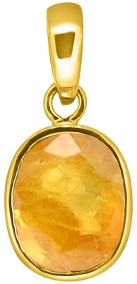 TEJVIJ AND SONS 8.25 Ratti natural pukhraj pendent ashthadhatu with gold plated for men & women… Gold-plated Sapphire Metal Pendant