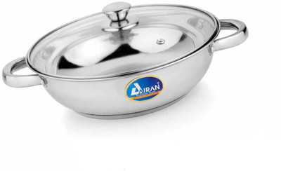 

Airan KADHAI WITH GLASS INDUCTION BOTTOM Induction Bottom Cookware Set(Steel, 2 - Piece)