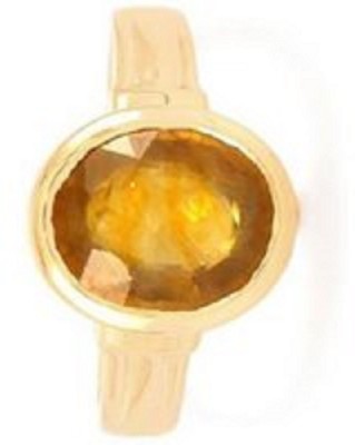 Jaipur Gemstone Natural Yellow Sapphire / Pukhraj Ring Stone Sapphire Copper Plated Ring