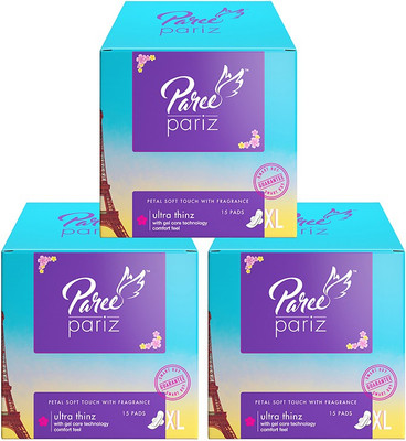 

Paree Pariz Ultra Thinz XL Sanitary pads- 15 Pads each (Pack of 3) Sanitary Pad(Pack of 3)