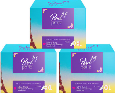 

Paree Pariz Ultra Thinz XXL Sanitary pads- 7 Pads each (Pack of 3) Sanitary Pad(Pack of 3)