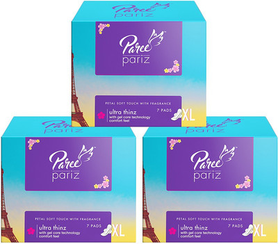

Paree Pariz Ultra Thinz XL Sanitary pads- 7 Pads each (Pack of 3) Sanitary Pad(Pack of 3)