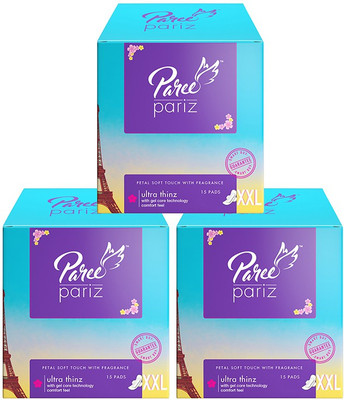 

Paree Pariz Ultra Thinz XXL Sanitary pads- 15 Pads each (Pack of 3) Sanitary Pad(Pack of 3)