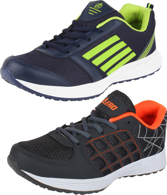 

Aero 02 Pair Combo Power Play Running Shoes For Men(Grey, Orange, Navy, Orange, Dgrey::orange::navy::orange