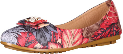 

Footshez Floral Printed Flat Beliie Shoe For Women And Girls Bellies For Women(Multicolor, Red