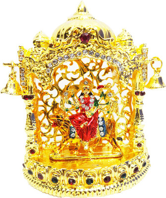 

FABZONE Gold Plated With Stone Finish Hindu Goddess Durga Statue/ Sherawali Maa God Sculputer Handicraft Idol Diwali Decorative Spiritual Navratari Puja Vastu Car Dashboard Figurine - Religious Pooja Gift Item & Murti for Mandir / Temple / Home / Office D
