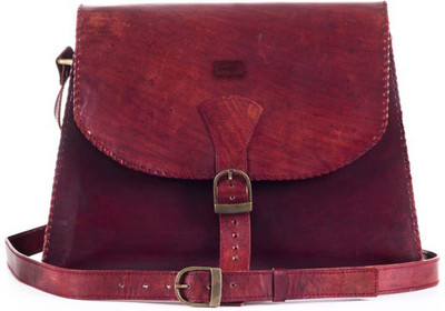 

PINO Girls Casual Red Genuine Leather Sling Bag