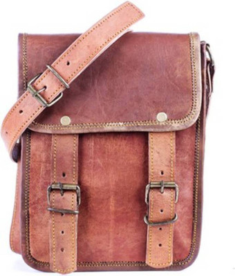 

SN Boys & Girls Brown Genuine Leather Sling Bag