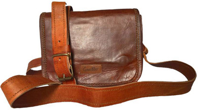 

PINO Girls Casual Brown Genuine Leather Sling Bag