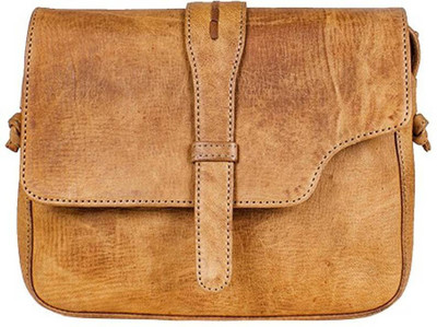 

PINO Women Casual Tan Genuine Leather Sling Bag