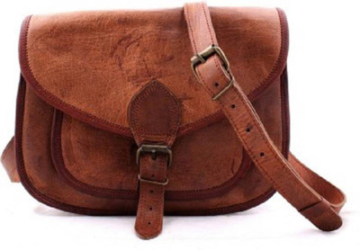 

SN Girls Brown Genuine Leather Sling Bag
