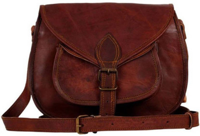 

PINO Girls Casual Brown Genuine Leather Sling Bag