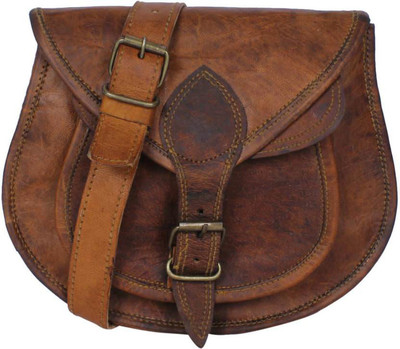 

PINO Women Casual Brown Genuine Leather Sling Bag