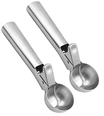 KUBER INDUSTRIES Stainless Steel Spring/Trigger Ice Cream Scoop Set of 2 Pcs
 ICESCOOP12 Steel Ice-cream Spoon Set(Pack of 2)