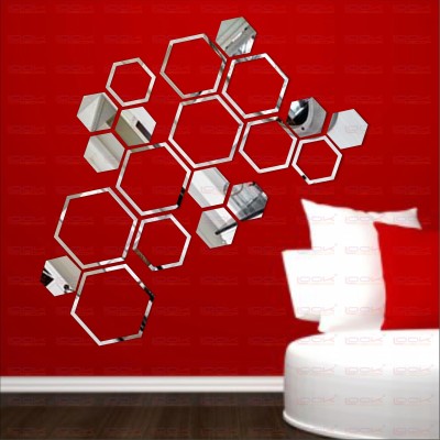 LOOK DECOR 80 cm Shape Hexagon Silver(Pack Of 20)Code1 Self Adhesive Sticker(Pack of 20)