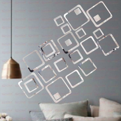 LOOK DECOR 80 cm 18 Square Silver(Pack Of 18)7 Self Adhesive Sticker(Pack of 18)