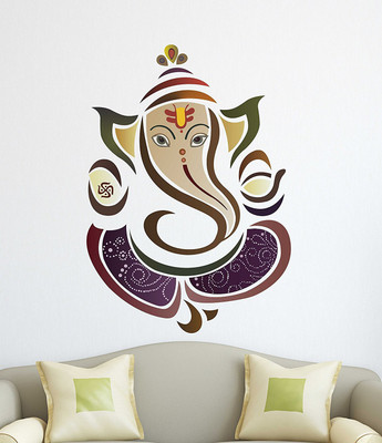 fuzzy 65 cm shree ganesh Self Adhesive Sticker(Pack of 1)
