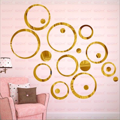 LOOK DECOR 80 cm 20 Ring And Dots Gold(Pack Of 20)7 Self Adhesive Sticker(Pack of 20)