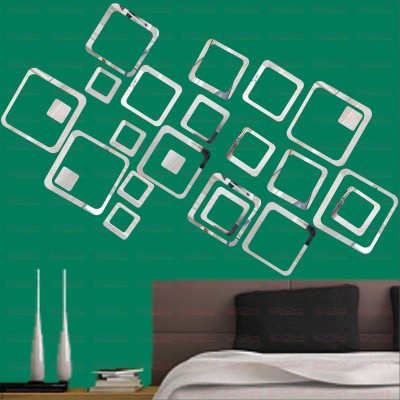 LOOK DECOR 80 cm 18 Square Silver(Pack Of 18)1 Self Adhesive Sticker(Pack of 18)