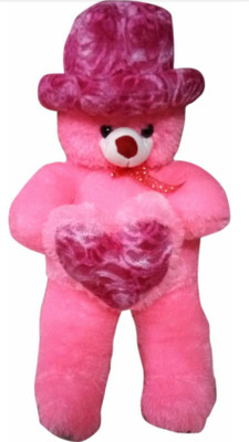 

ATTRACTIVE 3 FEET STANDING PINK CAP & HEART JUMBO SOFT CUTE TEDDY BEAR - 90 cm(Pink)