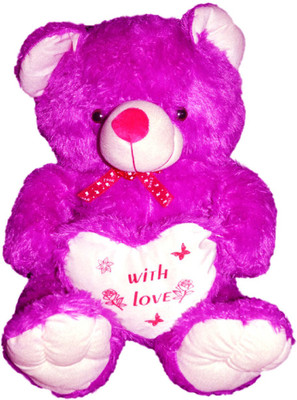 

Fun & Joy Beautiful & soft Teddy Bear With Heart ( With love ) - 60 cm(Purple)