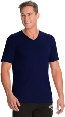 JOCKEY Solid Men V-Neck Blue T-Shirt JOCKEY Solid Men V-Neck Blue T-Shirt