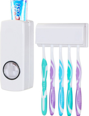 

Wondersmit Automatic Toothpaste Dispenser Plastic Toothbrush Holder(White, Wall Mount)