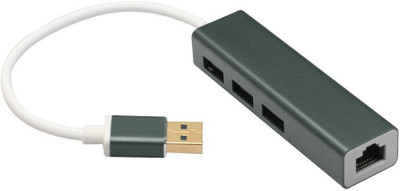 microware USB 3.0 to RJ45 Lan Card Gigabit Ethernet Network USB Adapter+3 Port Hub 2205 USB Hub(Grey)