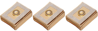 

Kuber Industries Foldable Bindi Kit, Bindi Cover Golden Tissue Laminated Set of 3 Pcs (16 Flaps) (Code-COM055) Jewellery Vanity Box(Golden)