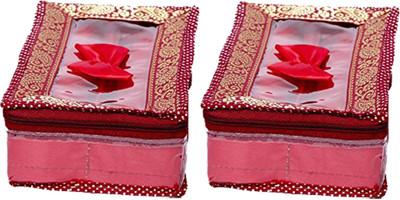 

Kuber Industries 2 Rod Brocade Bangle box Set of 2 Pcs (9 cm x 17 cm x 28 cm) (Code-COM018) Jewellery Vanity Box(Maroon)