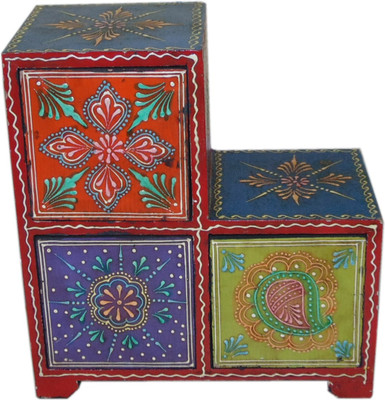 

AKHANIHANDICRAFTS Akhani Handicrafts Multicolor Wooden Hand Painted Box With 3 Drawer Decorative Box Vanity Box(Multicolor)