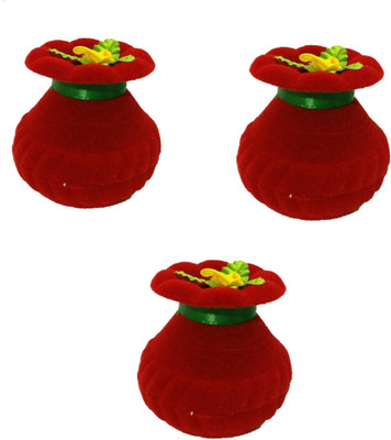 

Addyz Pack of 3 Pieces Velvet Pot Shaped Rituals Ring Case, Gold/Silver Coin Jewelry Gifting Box Jewllery Vanity Box(Red)