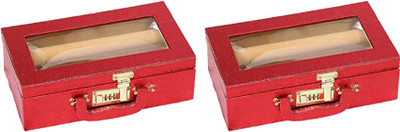 

Kuber Industries Bangle Box Two Roll With Lock in Hard Board (Red) Set of 2 Pcs (Code-COM021) Jewellery Vanity Box(Red)