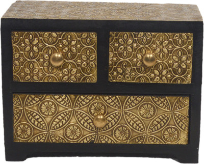 

AKHANIHANDICRAFTS Akhani Handicrafts Multicolor Iron Metal Fitting Handmade Decorative Polished Box With 4 Drawer Decorative Box Vanity Box(Multicolor)