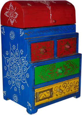 

AKHANIHANDICRAFTS Akhani Handicrafts Multicolor Hand Painted Wooden Desk With 5 Drawer Decorative Box Vanity Box(Multicolor)