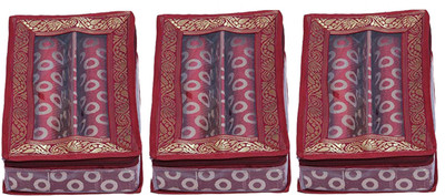 KUBER INDUSTRIES 2 Roll Brocade Bangle box With Hard Board Support Set of 3 Pcs Maroon (Code-COM042) Jewellery Vanity Box(Maroon)