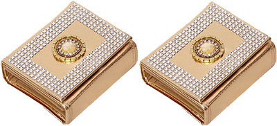 

Kuber Industries Foldable Bindi Kit, Bindi Cover Golden Tissue Laminated Set of 2 Pcs (16 Flaps) (Code-COM019) Jewellery Vanity Box(Golden)