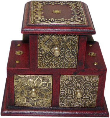 

AKHANIHANDICRAFTS Akhani Handicrafts Multicolor Wooden Hand Painted Box With 3 Drawer Decorative Box Vanity Box(Multicolor)