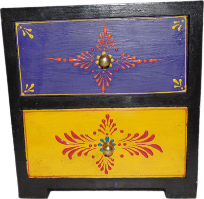 

AKHANIHANDICRAFTS Akhani Handicrafts Multicolor Wooden Hand Painted Decorative Box With 2 Drawer Decorative Box Vanity Box(Multicolor)