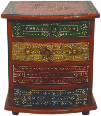 

AKHANIHANDICRAFTS Akhani Handicrafts Multicolor Wooden Hand Painted Decorative Half Round Box With 4 Drawer Decorative Box Vanity Box(Multicolor)