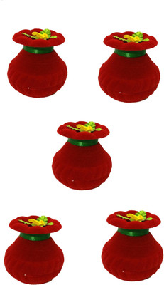 

Addyz Pack Of 5 Pieces Velvet Pot Shaped Rituals Ring Case, Gold/Silver Coin Jewelry Gifting Box Jewllery Vanity Box(Red)
