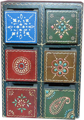 

AKHANIHANDICRAFTS Akhani Handicrafts Multicolor Hand Painted Wooden Desk With 6 Drawer Decorative Box Vanity Box(Multicolor)