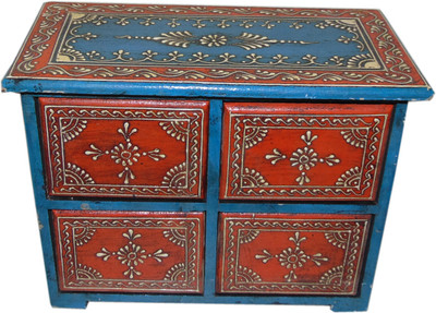 

AKHANIHANDICRAFTS Akhani Handicrafts Multicolor Wooden Hand Painted Box With 4 Drawer Decorative Box Vanity Box(Multicolor)