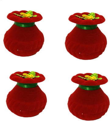 

Addyz Pack of 4 Pieces Velvet Pot Shaped Rituals Ring Case, Gold/Silver Coin Jewelry Gifting Box Jewllery Vanity Box(Red)