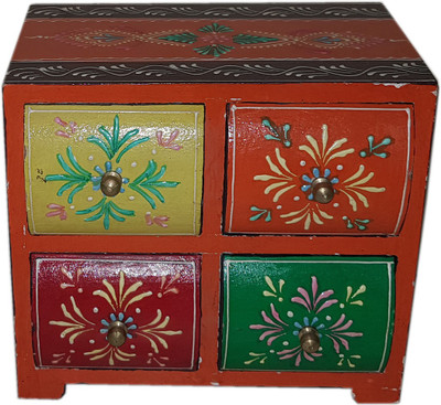

AKHANIHANDICRAFTS Akhani Handicrafts Multicolor Wooden Hand Painted Box With 4 Drawer Decorative Box Vanity Box(Multicolor)