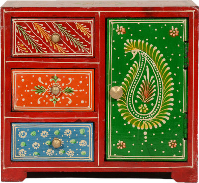 

AKHANIHANDICRAFTS Akhani Handicrafts Multicolor Hand Painted Wooden Box With 3 Drawer 1 Gate Decorative Box Vanity Box(Multicolor)