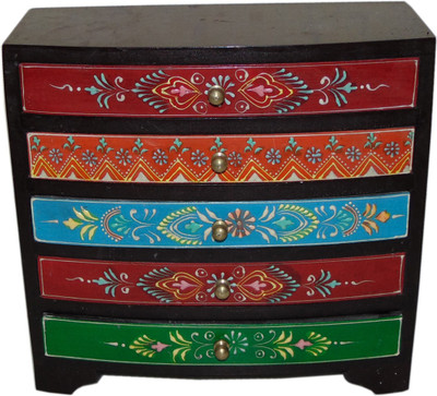

AKHANIHANDICRAFTS Akhani Handicrafts Multicolor Wooden Hand Painted Box With 5 Drawer Decorative Box Vanity Box(Multicolor)