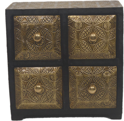 

AKHANIHANDICRAFTS Akhani Handicrafts Multicolor Iron Metal Fitting Handmade Decorative Polished Box With 4 Drawer Decorative Box Vanity Box(Multicolor)