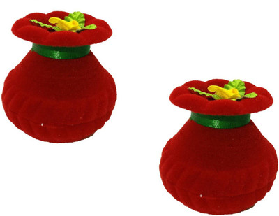 

Addyz Pack of 2 Pieces Velvet Pot Shaped Rituals Ring Case, Gold/Silver Coin Jewelry Gifting Box Jewllery Vanity Box(Red)